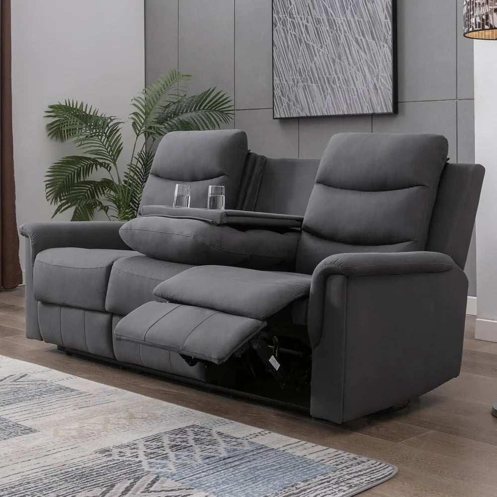 Adjustable Living Room Sofa with Flip Middle Backrest, Home Theater Seating Couch, Modern Convertible Couch