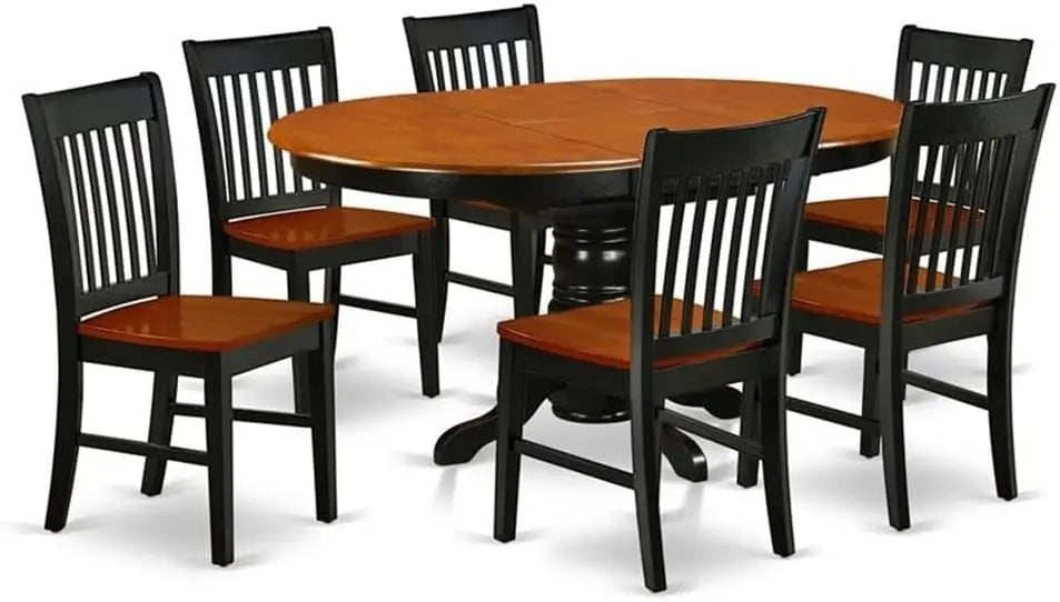 Furniture Set Consist of an Oval Kitchen Table with Butterfly Leaf and 6 Dining's Chairs, Dining Room Sets