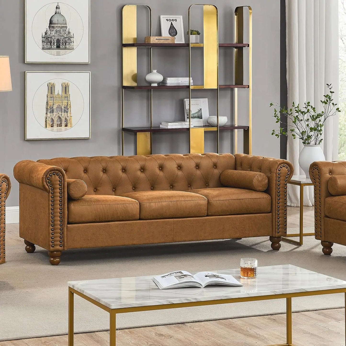 Leather Upholstered Sofa Couch Set