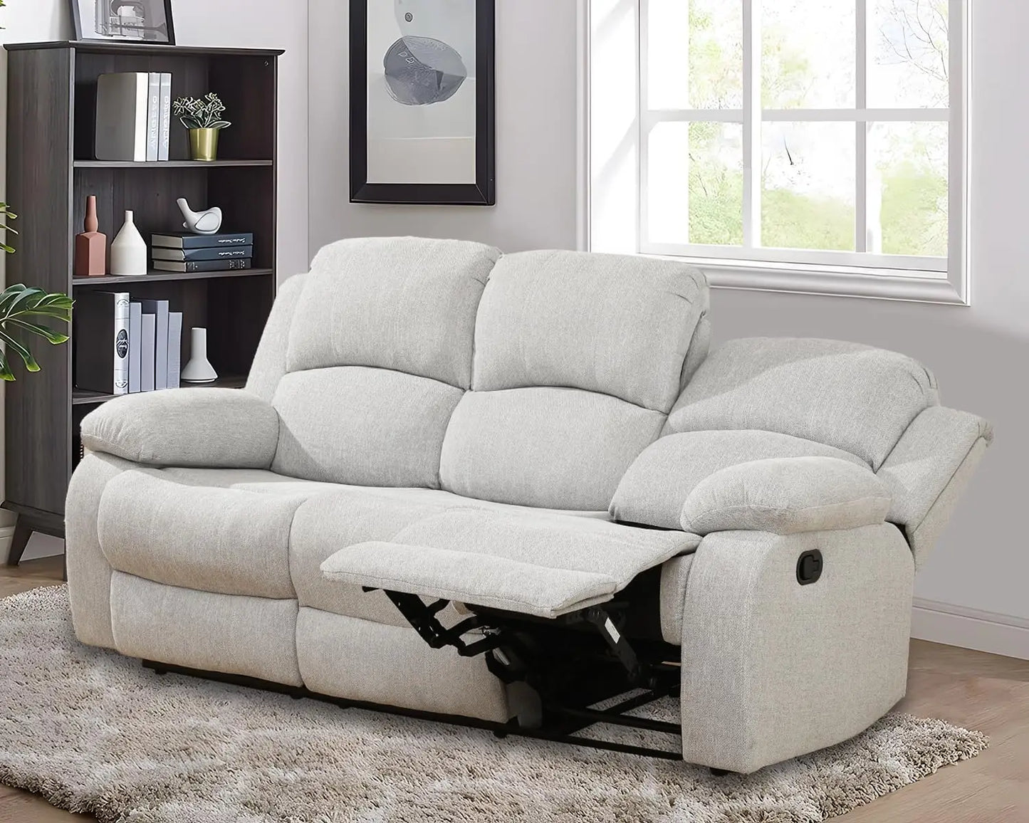 Recliner Sofa Set Living Room Furniture, Microfiber Fabric Reclining Sofa Set, Recliner Couch Set with Cup Holders