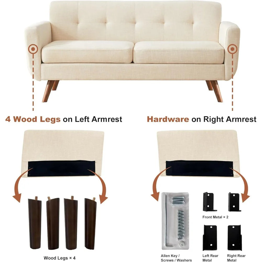 Loveseat Sofa, Mid Century Modern Decor Love Seat Couches for Living Room,