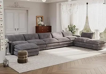 Modular Oversized Sectional Sofa Couch, Modern Wide Arm L-Shaped Couch, Sleeper Sofa