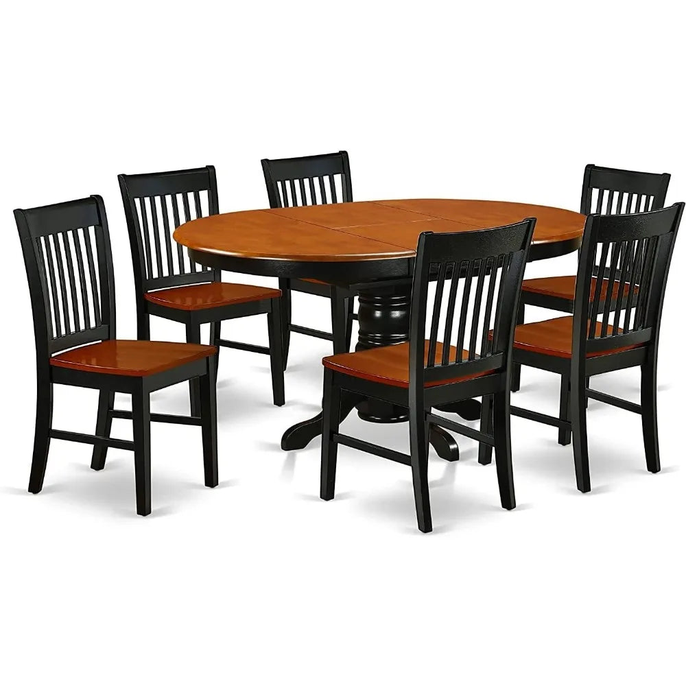 Dining Room Furniture Set Consist of an Oval Kitchen Table with Butterfly Leaf and 6 Dining Chairs